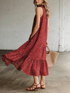 Retro-style Polka Dot Ruffled Hem Dress