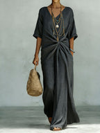 Comfortable & Loose-fitting Cotton-linen Two-piece Set