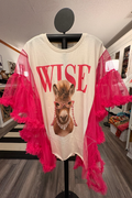 Horse-Print Dolman-Sleeve Tee