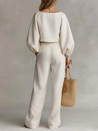 Women's Casual Minimalist Cotton And Linen Set