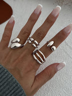 Women's Smooth Irregular Geometric Open Ring Set