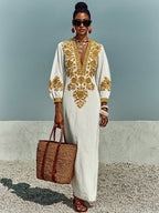 Loose-fit Casual Linen And Cotton Dress