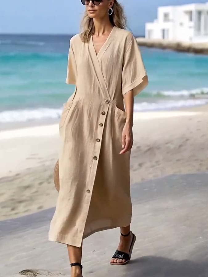 Women'S Loose Solid Color Dress
