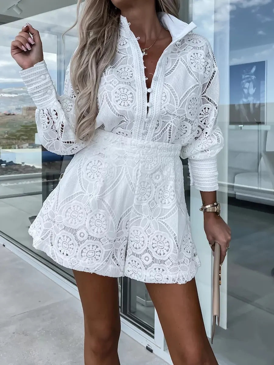 Women's Casual Lace Vacation Style Set