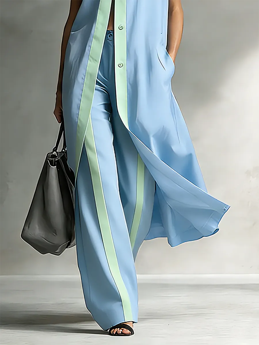 Minimalist Art-Style Decorative Trim Cotton-Linen Two-Piece Set