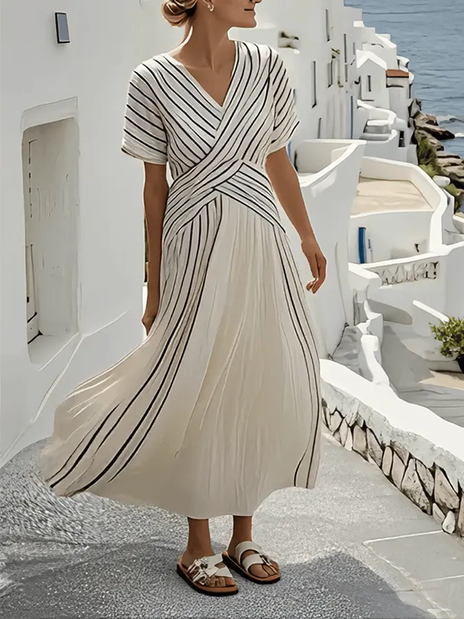 Women'S Loose Striped Print Dress