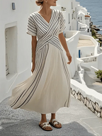 Women'S Loose Striped Print Dress