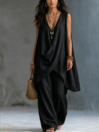 Women's Bohemian Style Loose Cotton And Linen Set