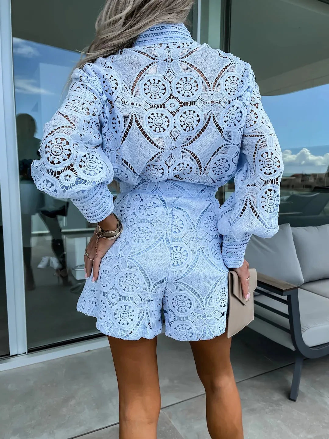 Women's Casual Lace Vacation Style Set