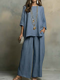 Women's Casual Simple Cotton And Linen Set