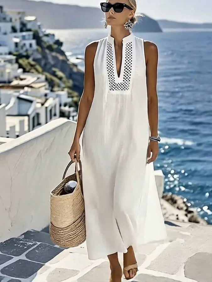 Women's Casual Solid Color Cotton Linen Dress