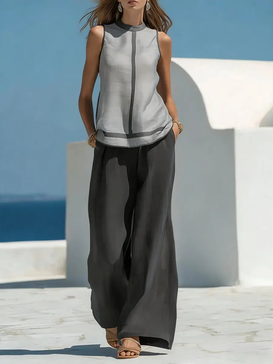 Sleeveless Top And Trousers Set