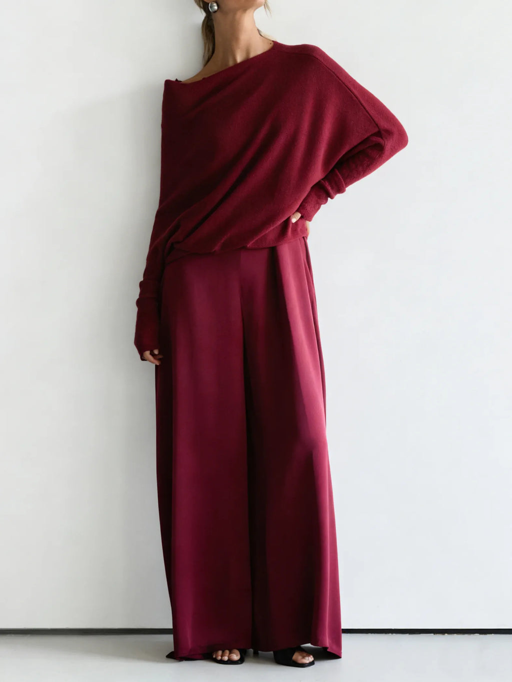 Minimalist Cozy Irregular Sweater And Jumpsuit Set