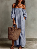 Stylish Off-shoulder Striped Dress