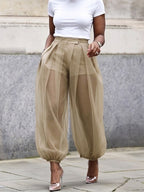 Stylish & Sexy Sheer Faux Two-piece Pants