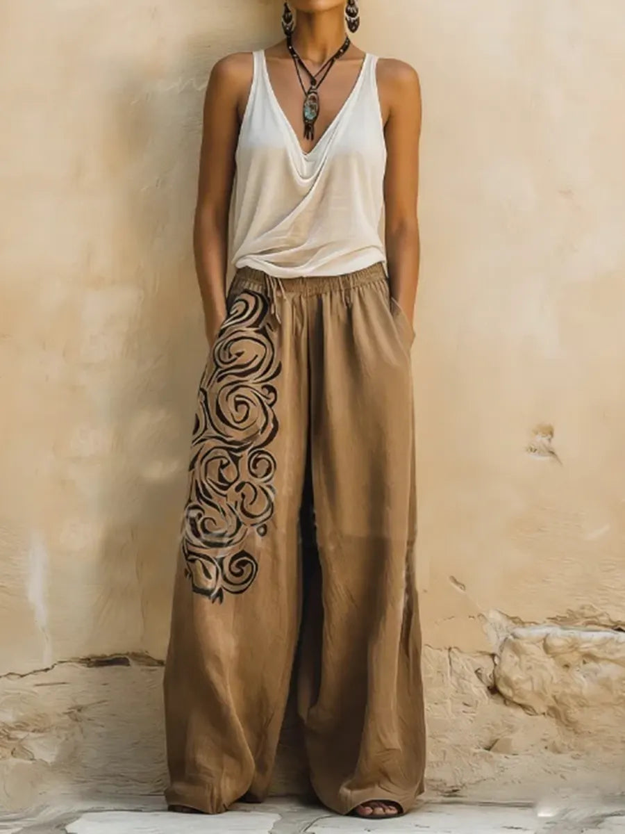 Bohemian Vintage-print Cotton-linen Three-piece Set