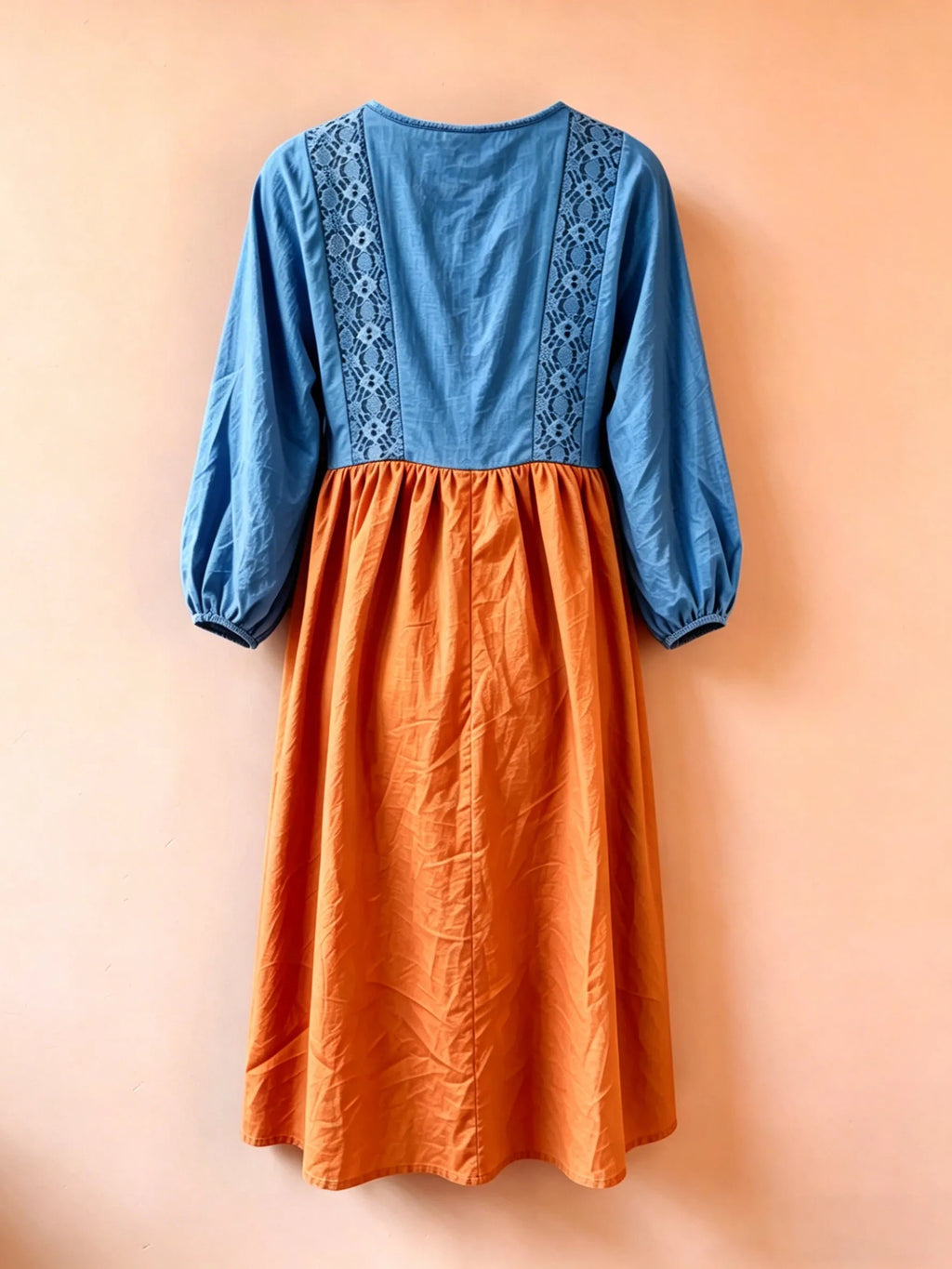 Bohemian-style Color-block Cotton-linen Dress