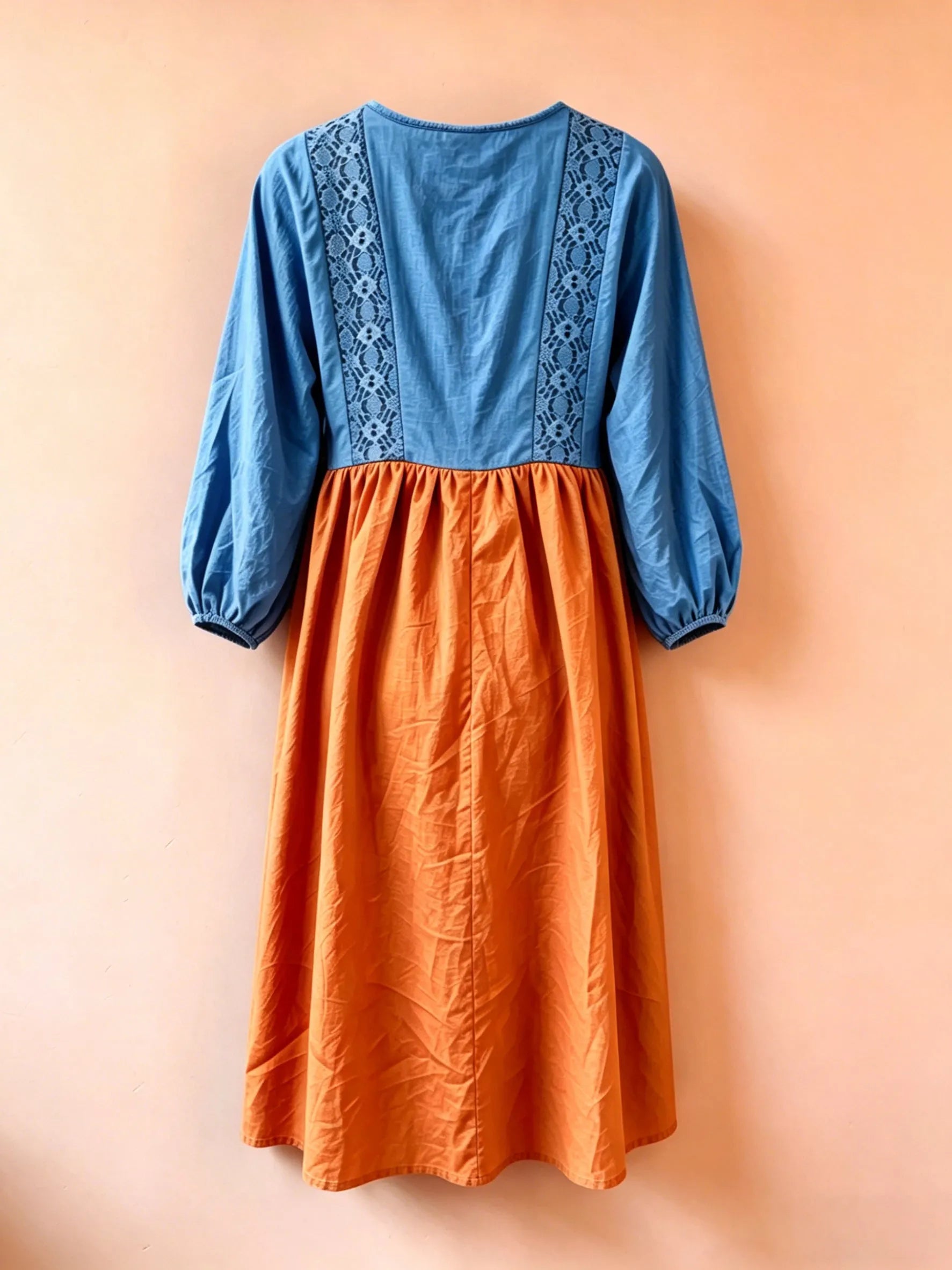 Bohemian-style Color-block Cotton-linen Dress