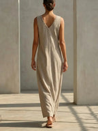 Women's Simple Robe With V-neck Dress Set