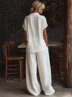 Retro Lace-hem Cotton-linen Two-piece Set