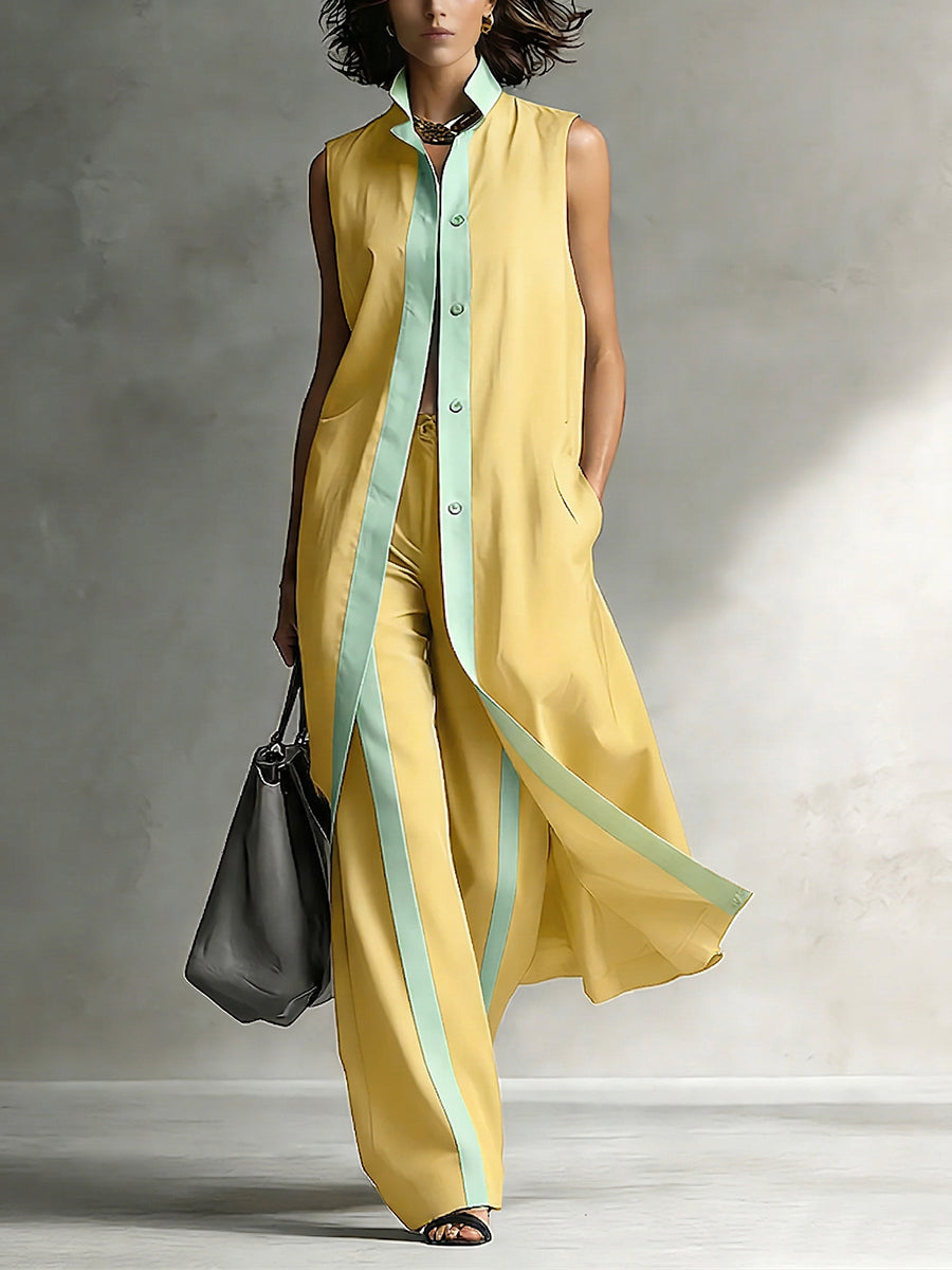 Minimalist Art-Style Decorative Trim Cotton-Linen Two-Piece Set
