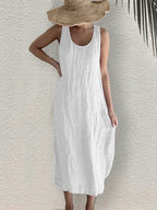 Elegant Round Neck Sleeveless Maxi Dress