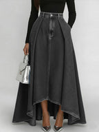 Women's High-waisted Loose-fitting A-line Denim Skirt