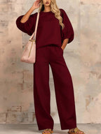 Stylish Cozy Shirt & Wide-leg Pants Linen Cotton Two-piece Set