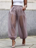 Stylish & Sexy Sheer Faux Two-piece Pants