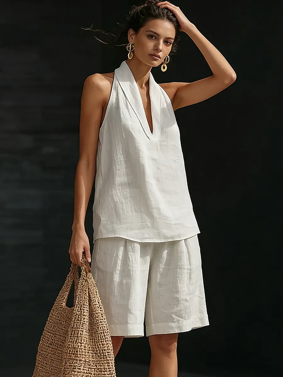 Elegant & Cozy Cotton-linen Two-piece Set