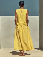 Women's Simple Vacation Style Sleeveless Top And Skirt Set