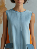 Cozy & Lightweight Contrast Trim Denim Dress