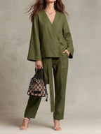 Relaxed Fit Linen Long Sleeve Set