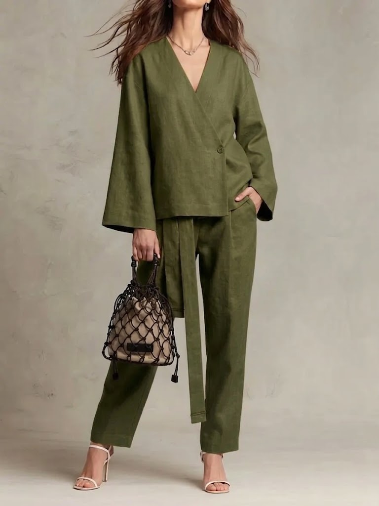 Relaxed Fit Linen Long Sleeve Set