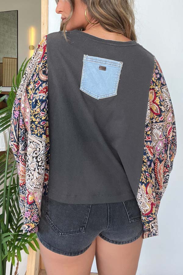 Johnny Cash Mix & Match Tee Black Floral