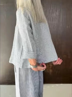 Casual & Cozy Striped Linen-cotton Shirt And Pants Two-piece Set