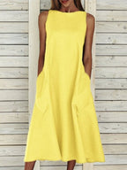 Women's Elegant Solid Color Cotton Dress