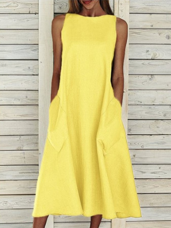 Women's Elegant Solid Color Cotton Dress