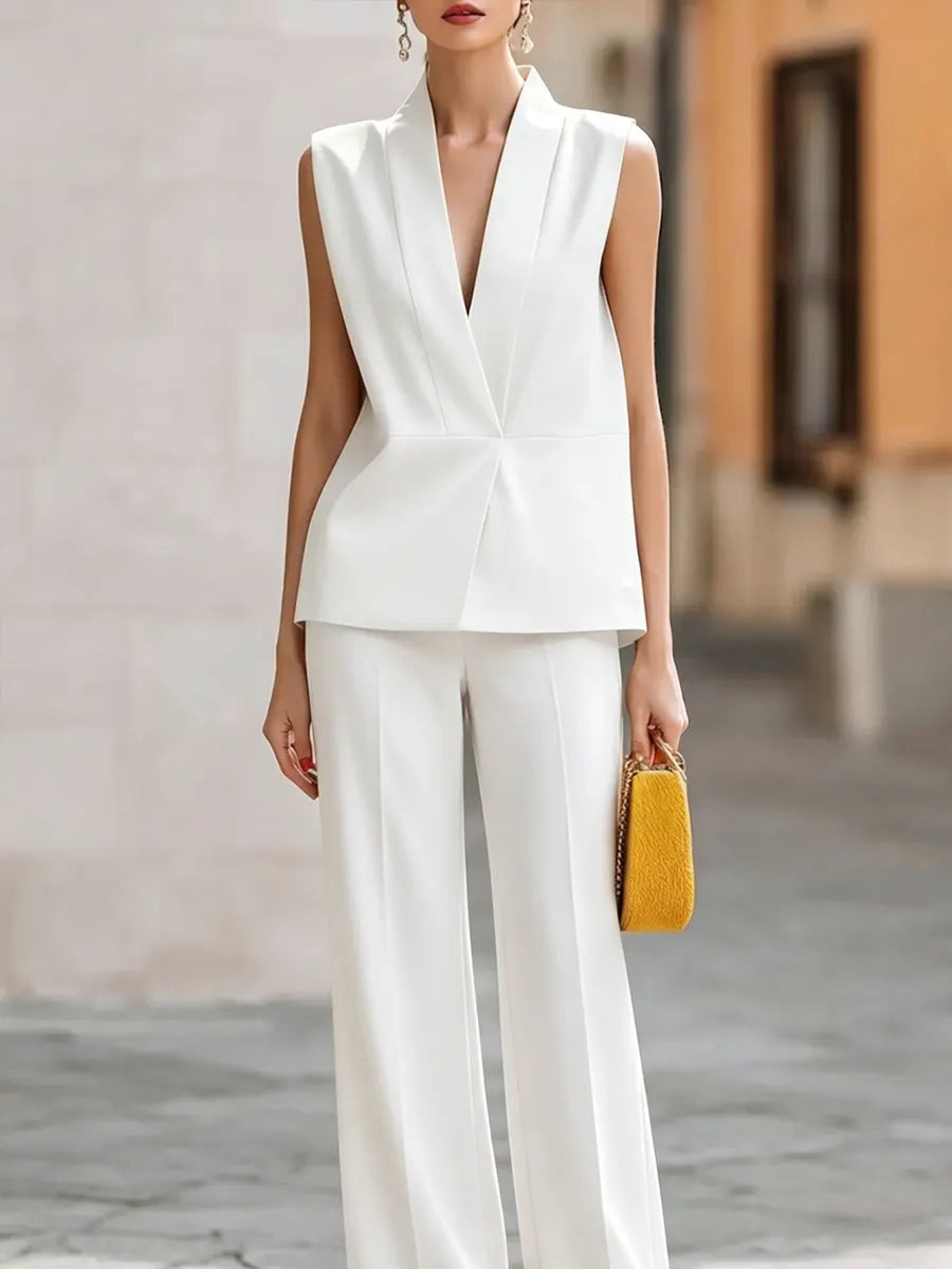 Women's Minimalist Sleeveless Suit Set