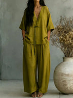 Women's Minimalist-style Casual Cotton-linen Three-piece Set