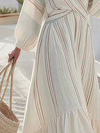 Women's Summer Cotton&Linen Lantern Sleeve Dress
