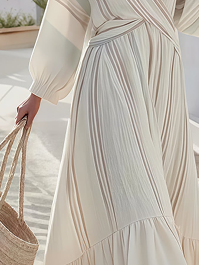Women's Summer Cotton&Linen Lantern Sleeve Dress