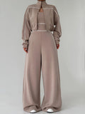 Casual And Cozy Cotton Zip-up Jacket And Jumpsuit Two-piece Set