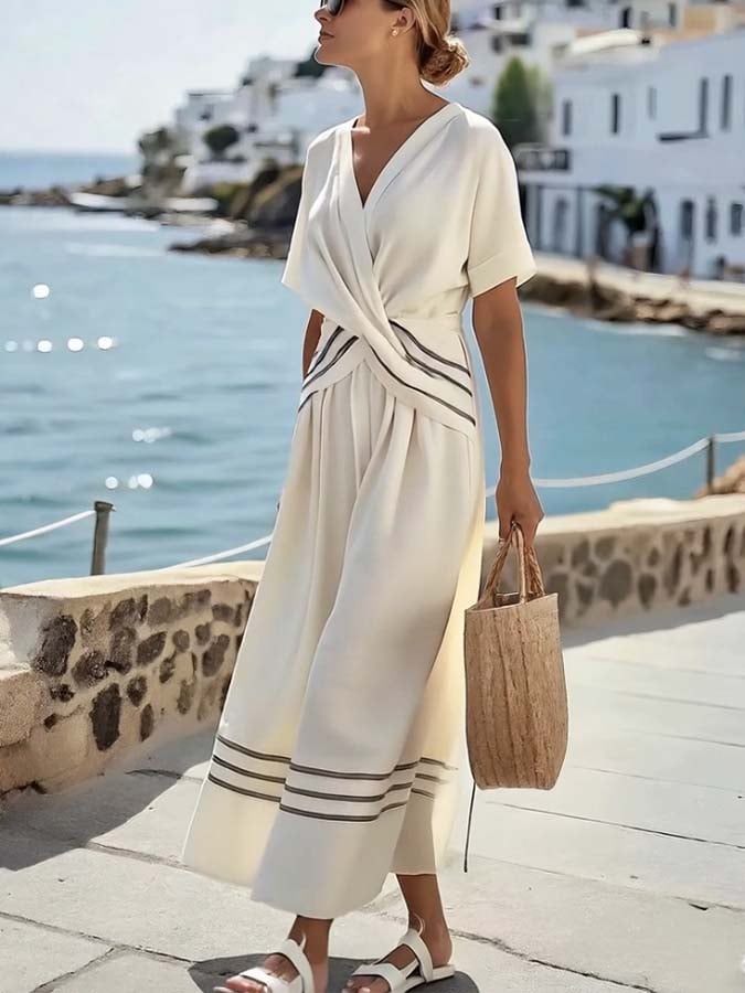 Women'S Loose Striped Print Dress
