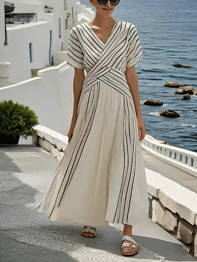 Women'S Loose Striped Print Dress