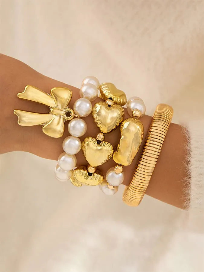 Women's Retro Multi-layer Line Wrap Geometric Open Bracelet Set