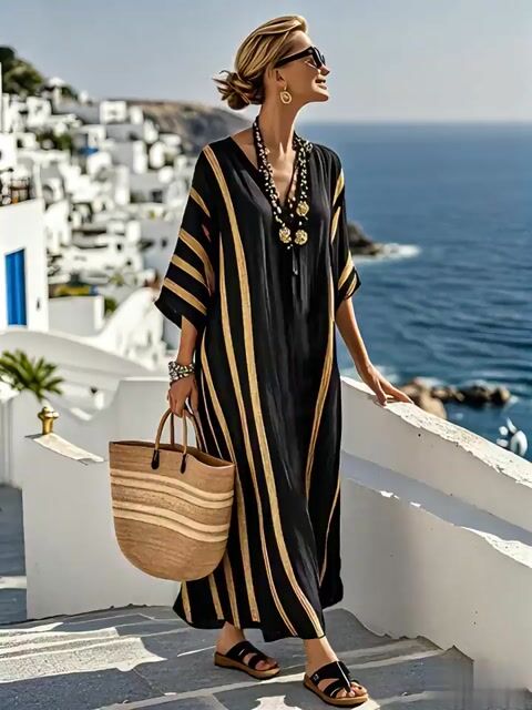 Women'S Contrast Striped Dress