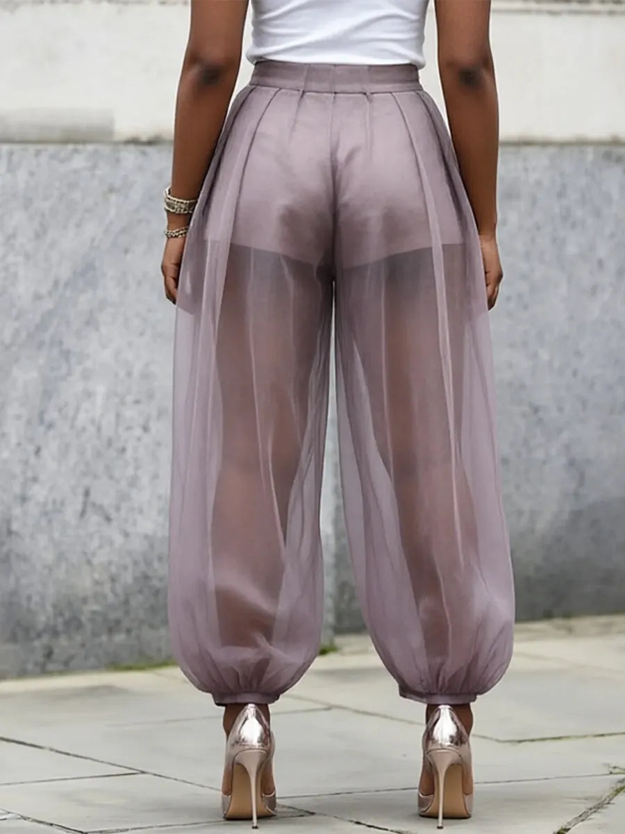 Stylish & Sexy Sheer Faux Two-piece Pants