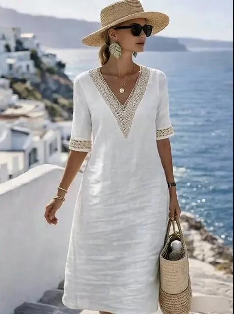 Women'S Casual Color-Block Patchwork Dress