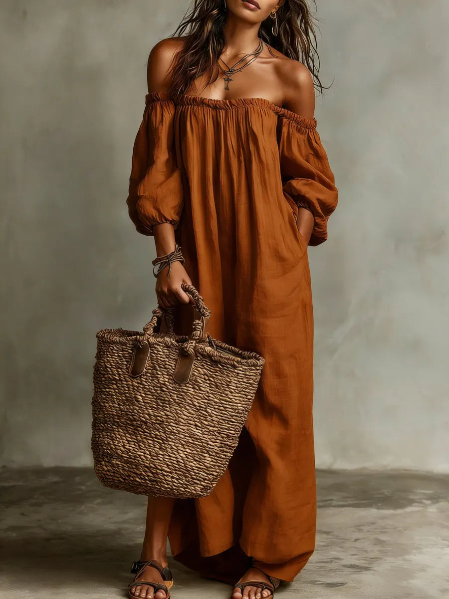 Women's Minimalist Casual Off-shoulder Dress